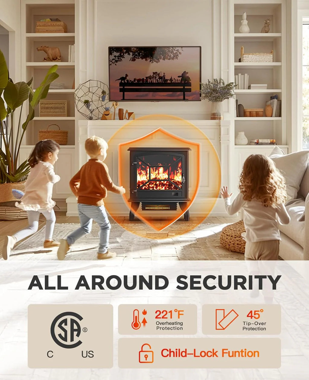 50 Smart Electric Fireplace 5300 BTU Heat Output, Ultra-Slim Wall-Mount or Built-In Electric Fireplace