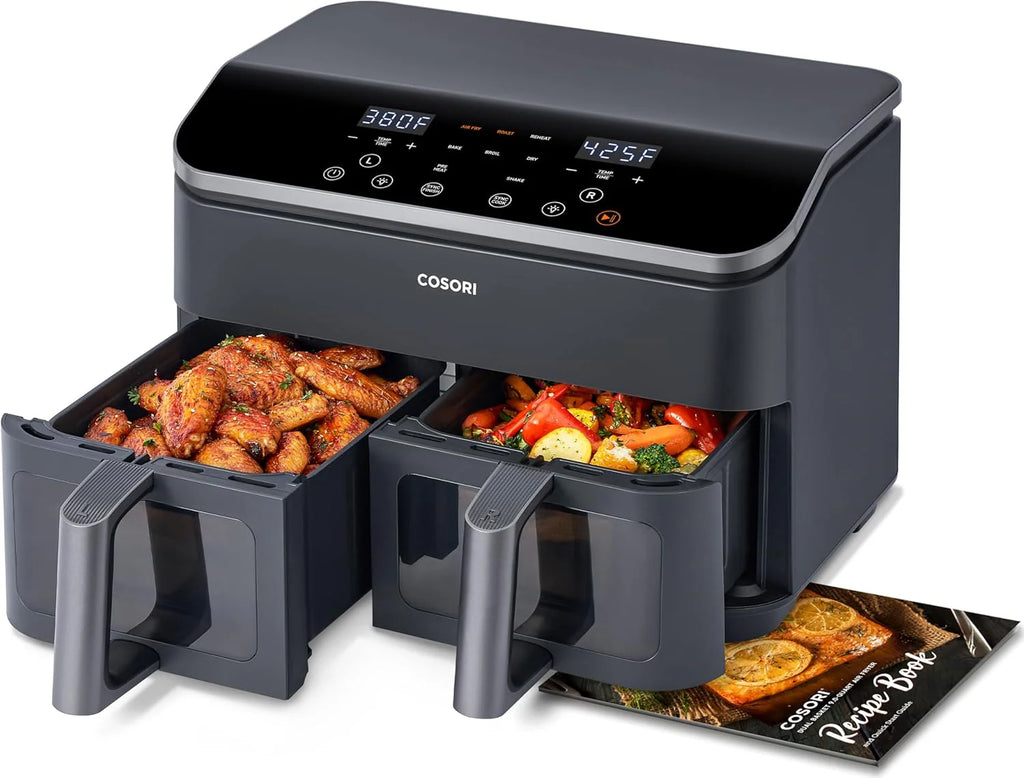 COSORI 9Qt 10-in-1 Dual Air Fryer Fresh Balanced Meals for Family Children Double Baskets