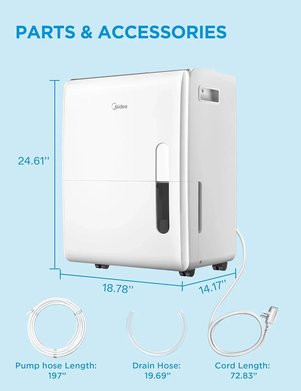 Midea 4,500 Sq. Ft. Dehumidifier Pump Included Energy Star Certified 50 Pint Ideal For Basements