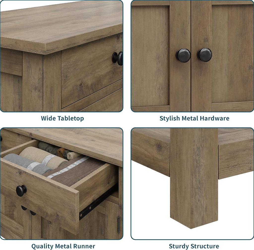 Farmhouse style console table coffee bar entry table with storage rack sofa table
