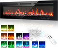 EUHOMY 50 Inch Electric Fireplace Wall Recessed Adjustable Flame Color Fireplace Heater