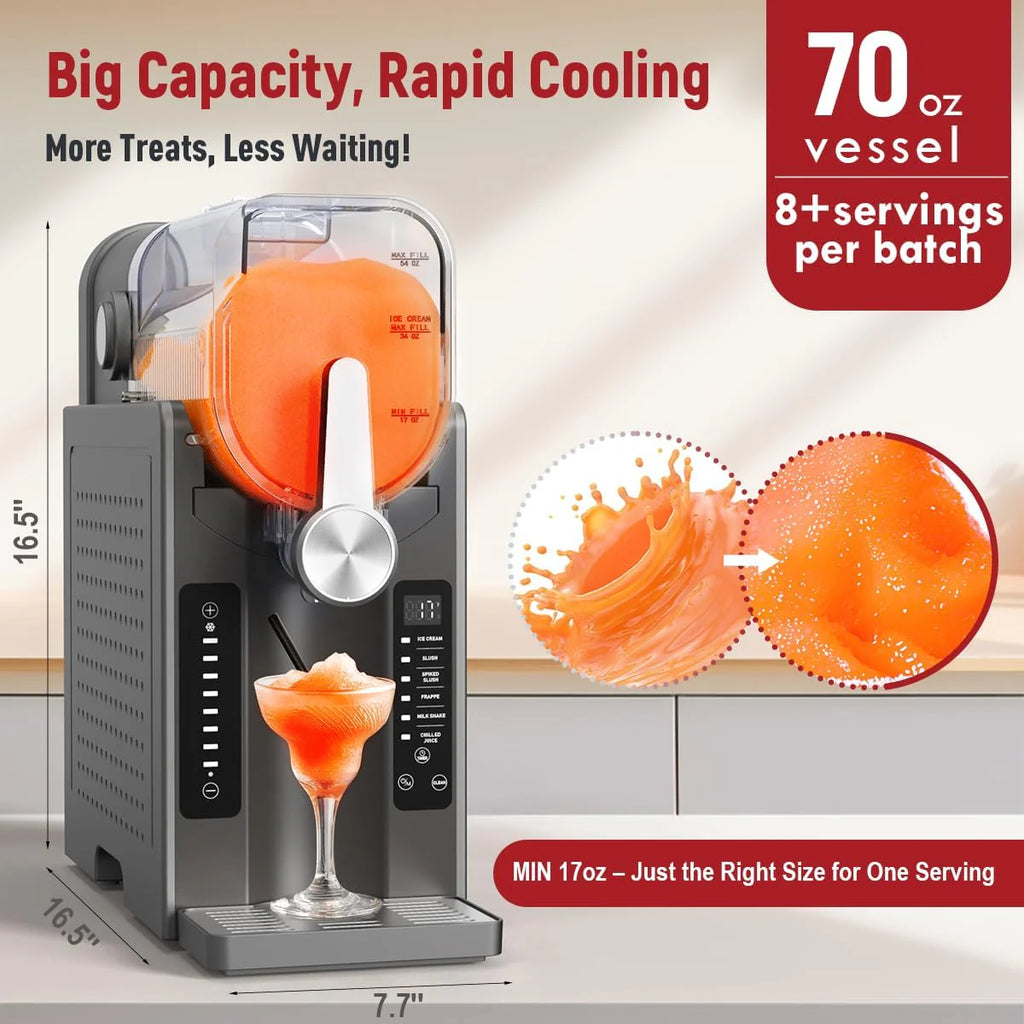 Slushie Machine: No Ice Needed All-in-One Slushy Maker for Home, Real-Time Temp Display, Auto-Clean, 6 Preset | Frozen Margaritas, Cocktails, Frapp��s, Ice Cream, Smoothies, Milkshakes,Summer Parties