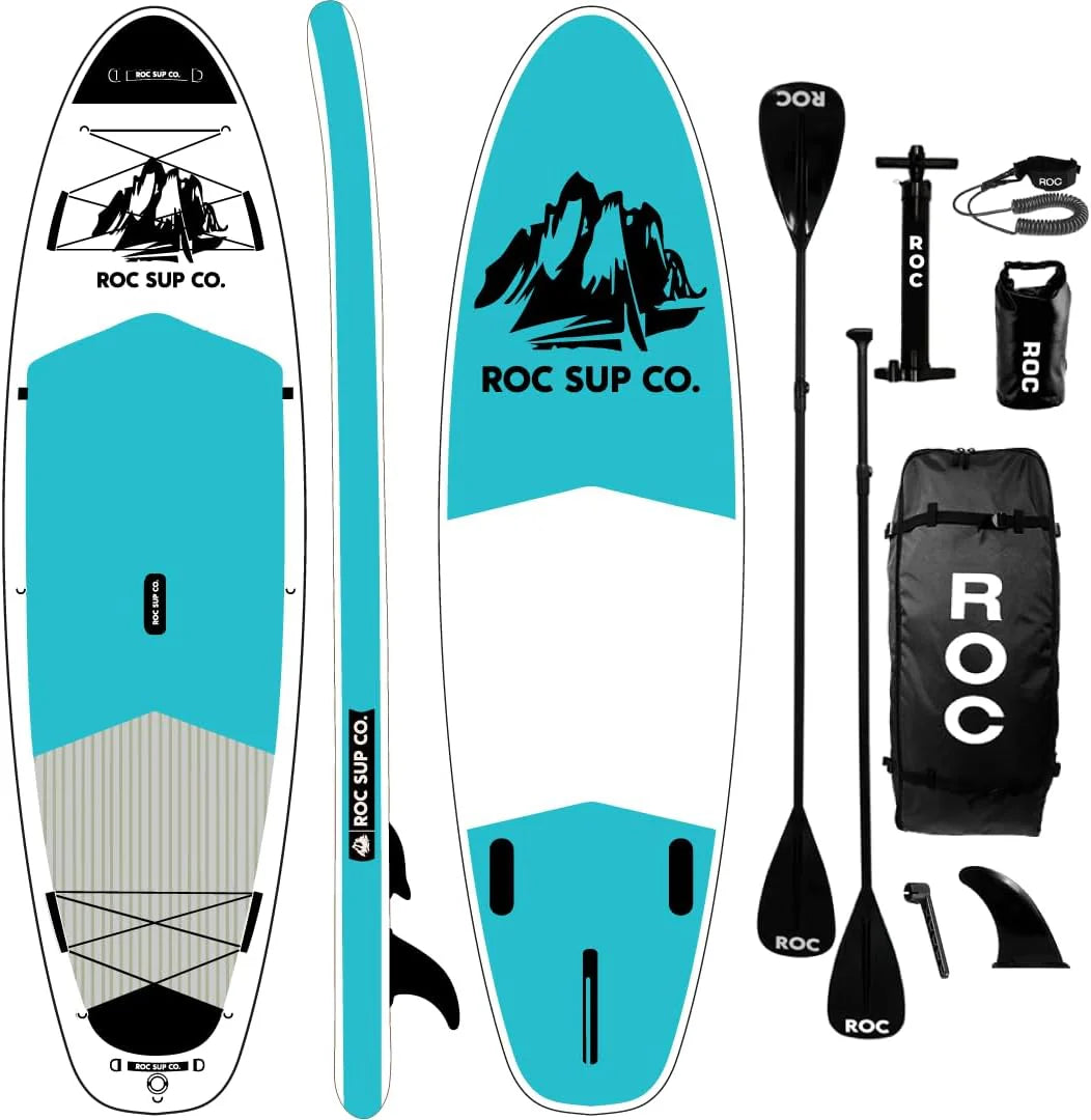 Roc Inflatable Stand Up Paddle Board with Premium SUP Paddle Board Accessories, Wide Stable Design