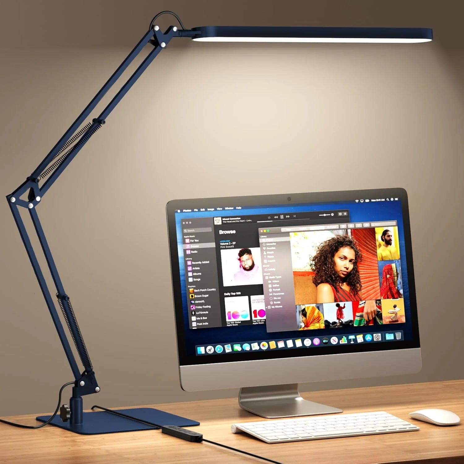 LED Desk Lamp with Adjustable Arm 5 Color Modes and 11 Level Dimming for Home Office