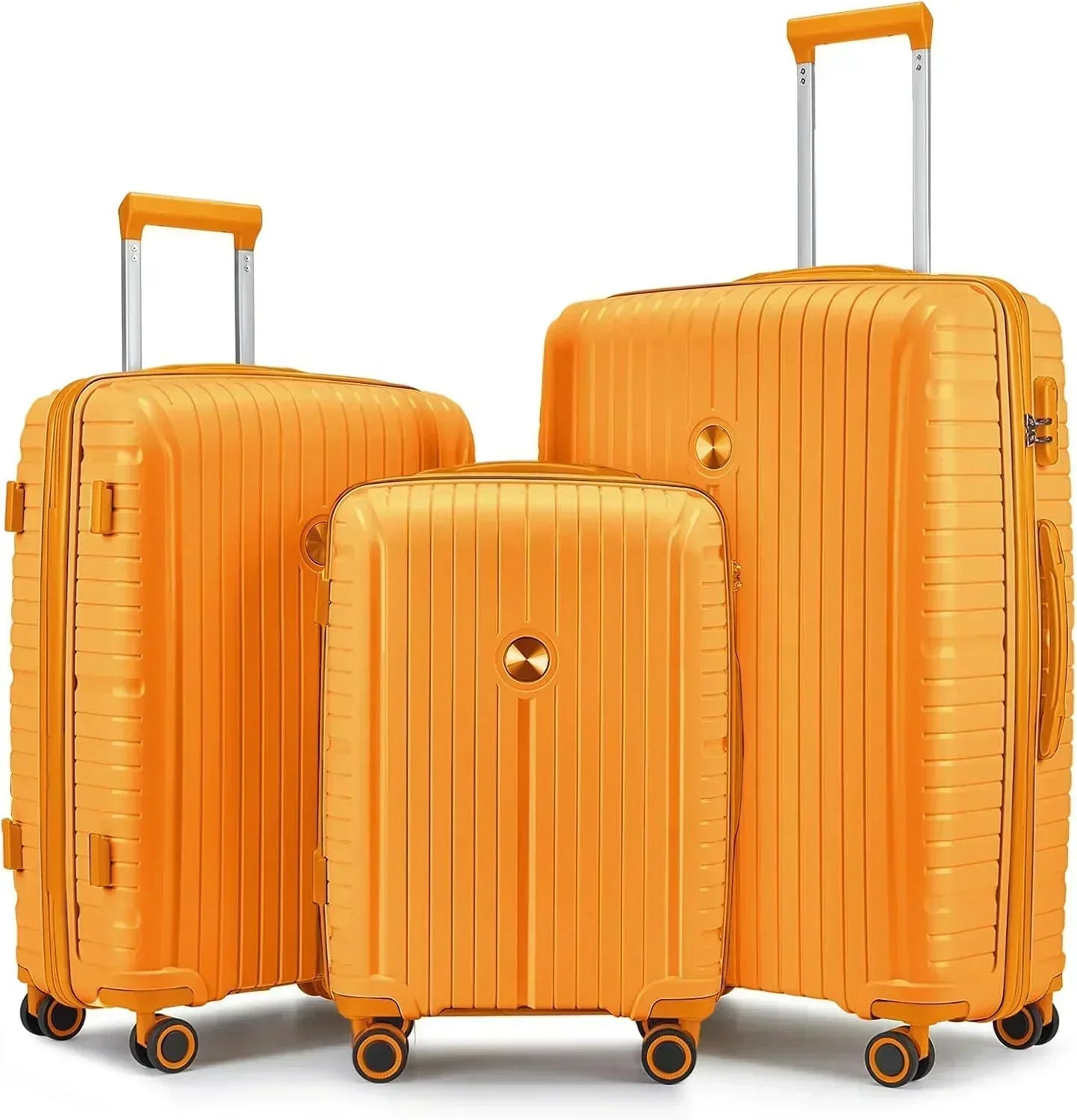 5-piece PP hardshell lightweight travel carry-on luggage set with dual spinner wheels