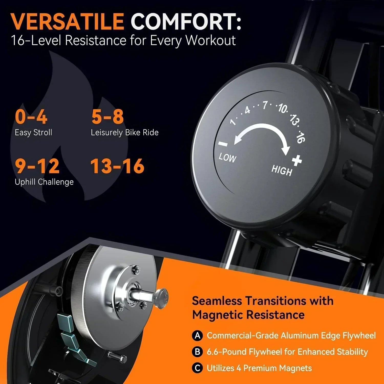 Foldable Exercise Bike Stationary Bikes  5 IN 1 Indoor Workout Cycling Bike Quiet Magnetic Resistance
