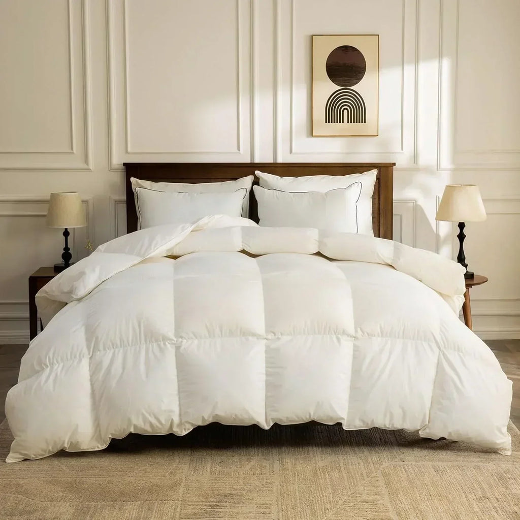 Organic down comforter queen size fluffy down core 100% cotton cover fluffy down filling