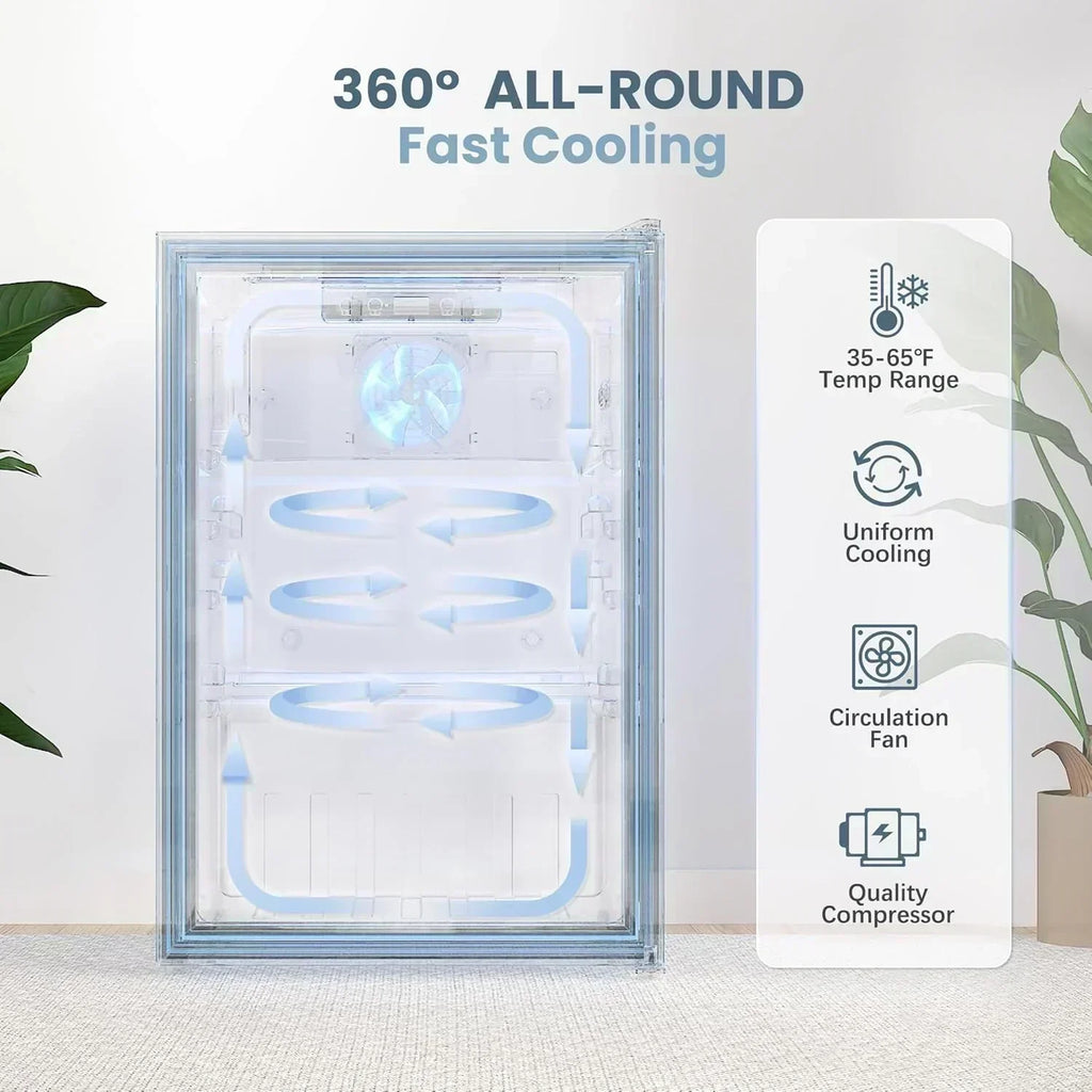 Beverage Refrigerator Cooler-120 Cans Freestanding Mini Fridge Cooler with Glass Door
