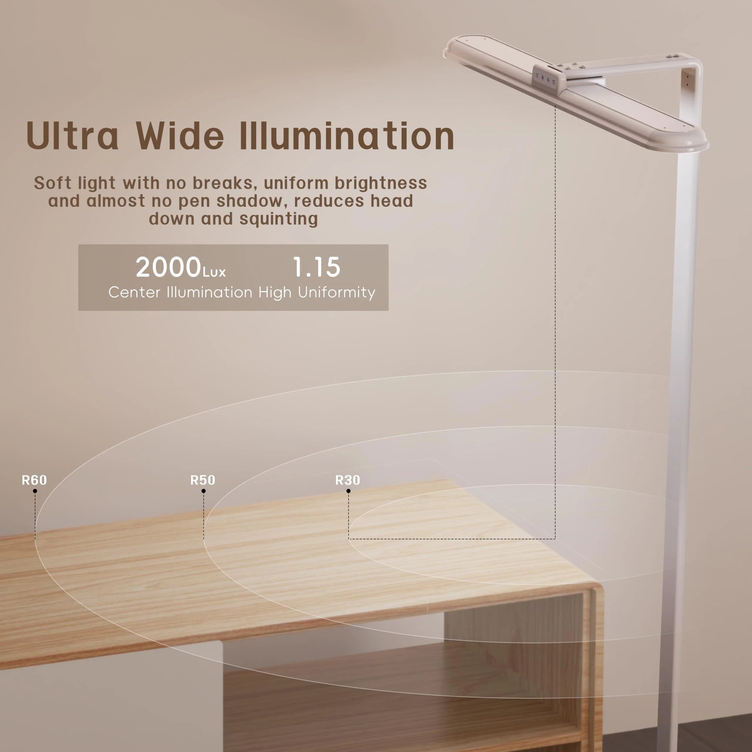 LED Desk Lamp for Home Office Double Head 24W Dimmable 5 Colors 5 Brightness Levels Gooseneck