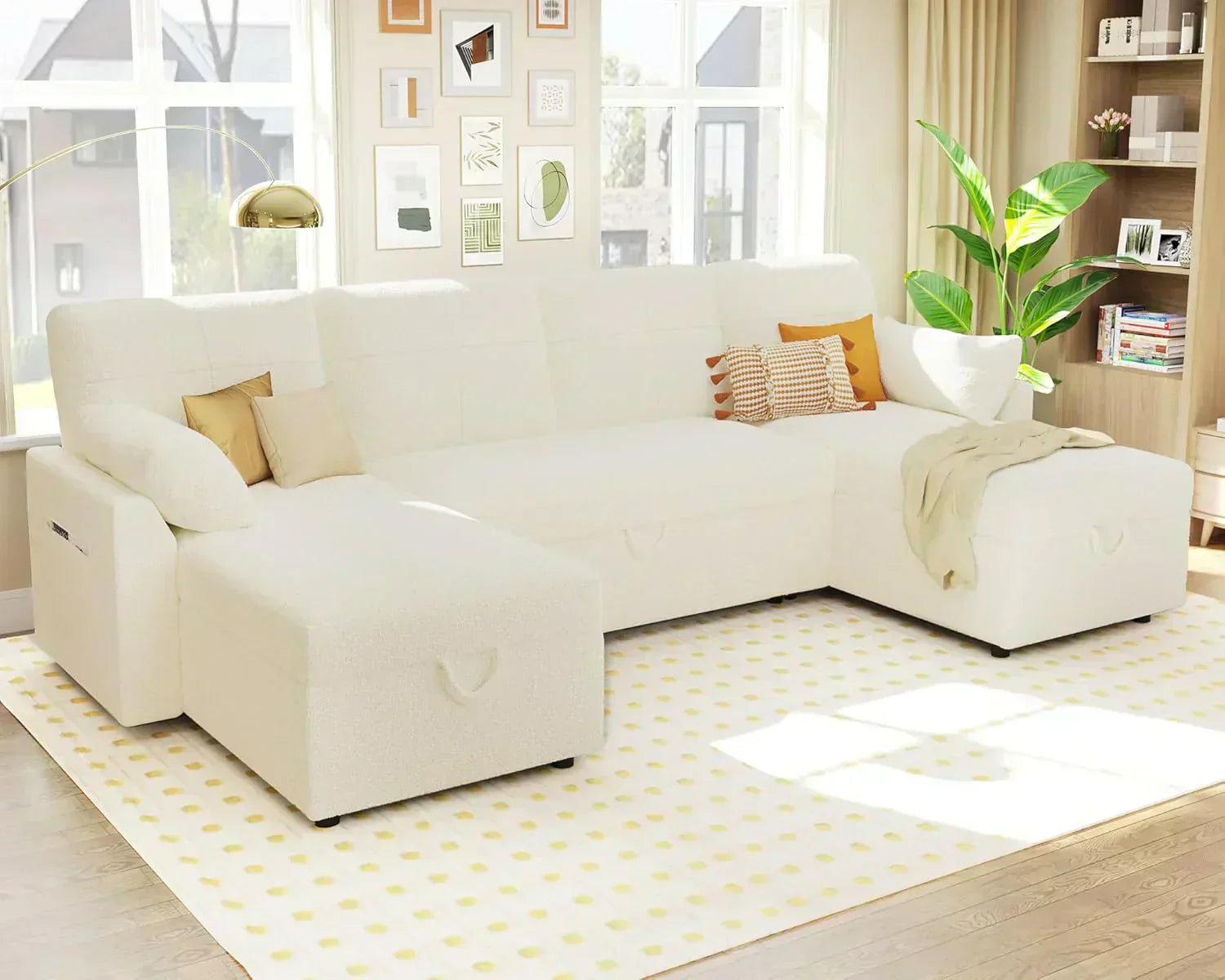 VanAcc Sofa Bed Sleeper Sofa with Storage Chaise 2 in 1 Pull Out Couch Living Room