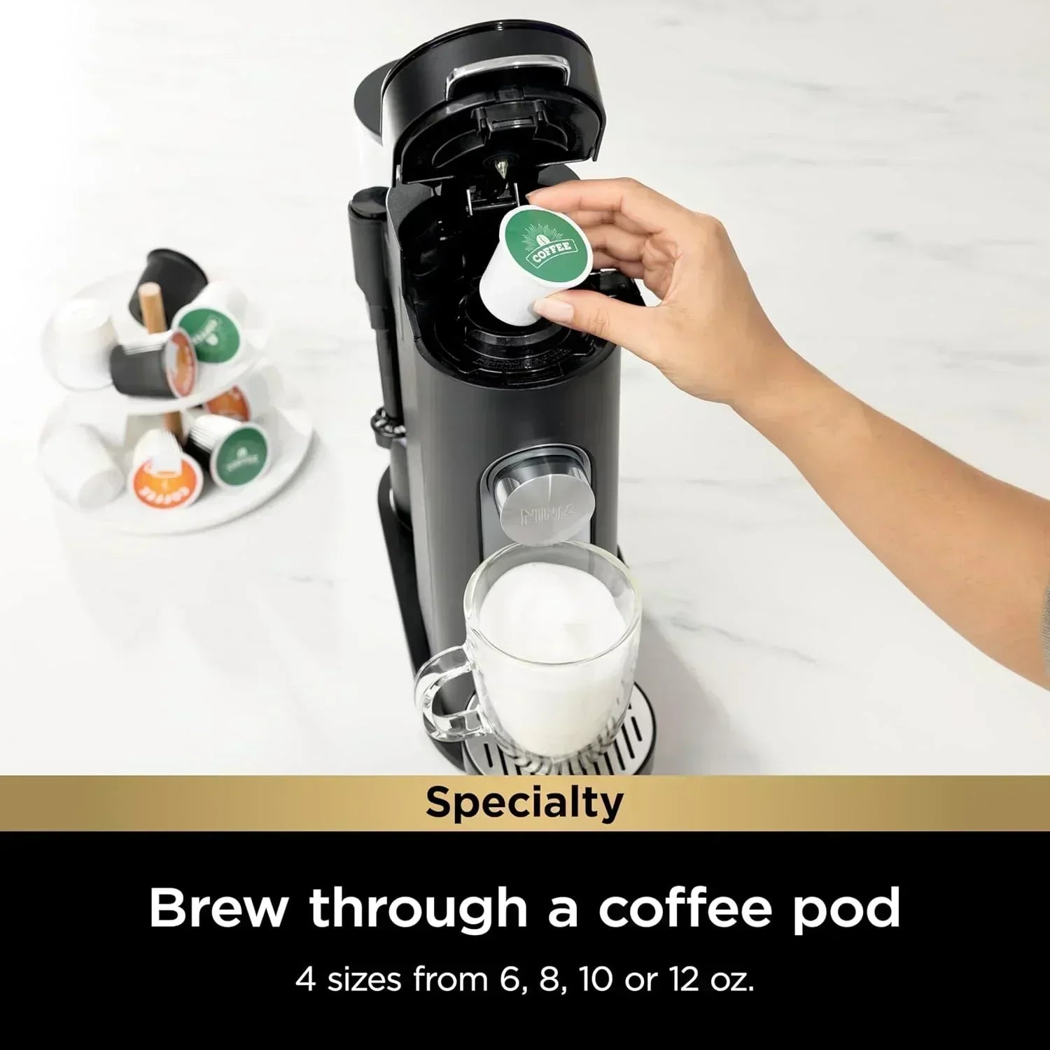 Ninja Single Serve Coffee Maker 56 oz Reservoir Stone