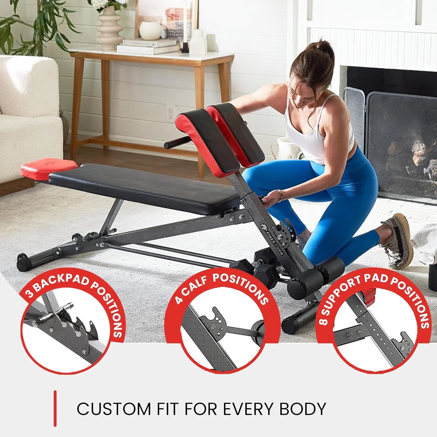 FF Finer Form Multi-Functional Weight Bench for Full All-in-One Body Workout Adjustable Workout Bench Press
