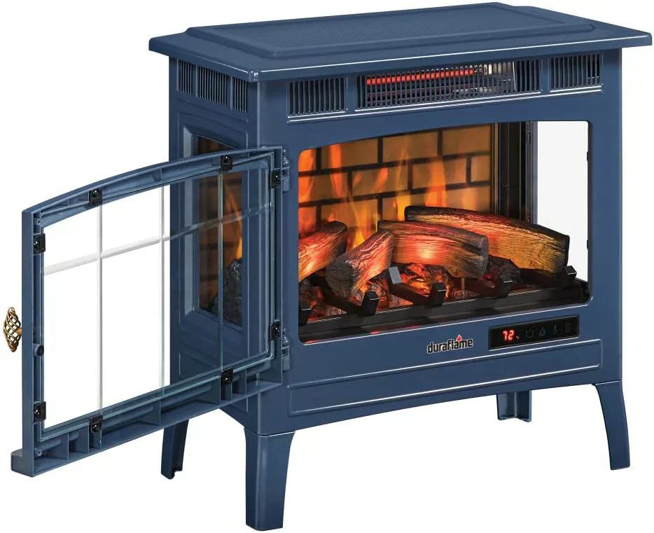 Freestanding Electric Fireplace Stove Heater with 3D Flame Effect for 1000 Sq. Ft