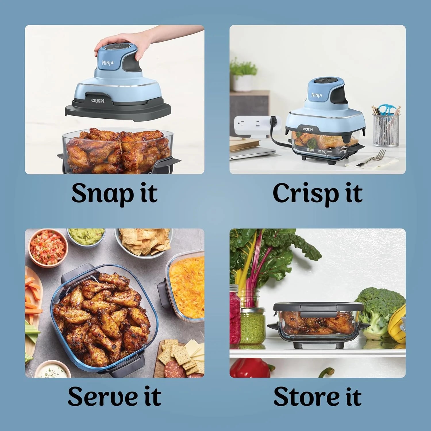 Ninja Crispi 4-in-1 Portable Glass Air Fryer Cooking System