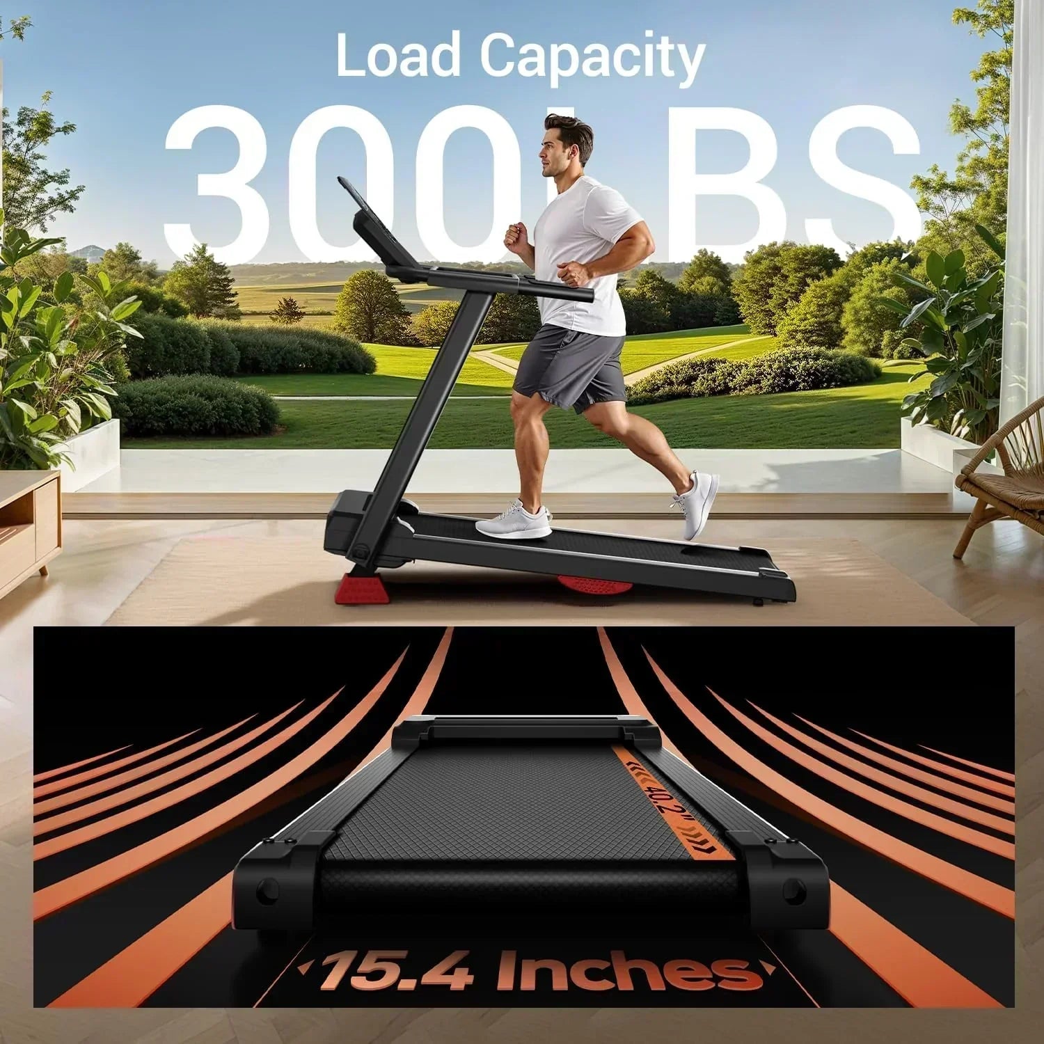 Home Treadmill 15% Incline Treadmill 3.0 hp Quiet Brushless Dual Cushion System