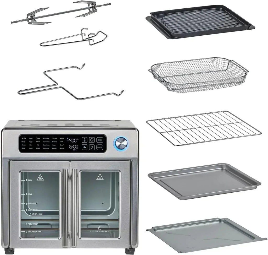 Extra Large French Door Air Fryer Toaster Oven Combo 24 Cooking Functions and Digital Controls