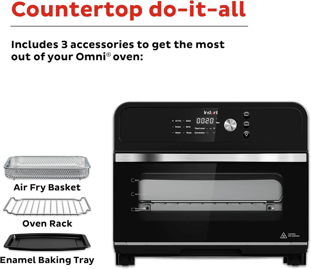 Instant Pot Omni Plus 19QT/18L Toaster Oven Air Fryer, 10-in-1 Functions, Fits 12 Pizza, Crisp, Broil, Bake, Roast, Toast, Warm, Convection, 100+ In-App Recipes, from the Makers of Instant Pot, Black