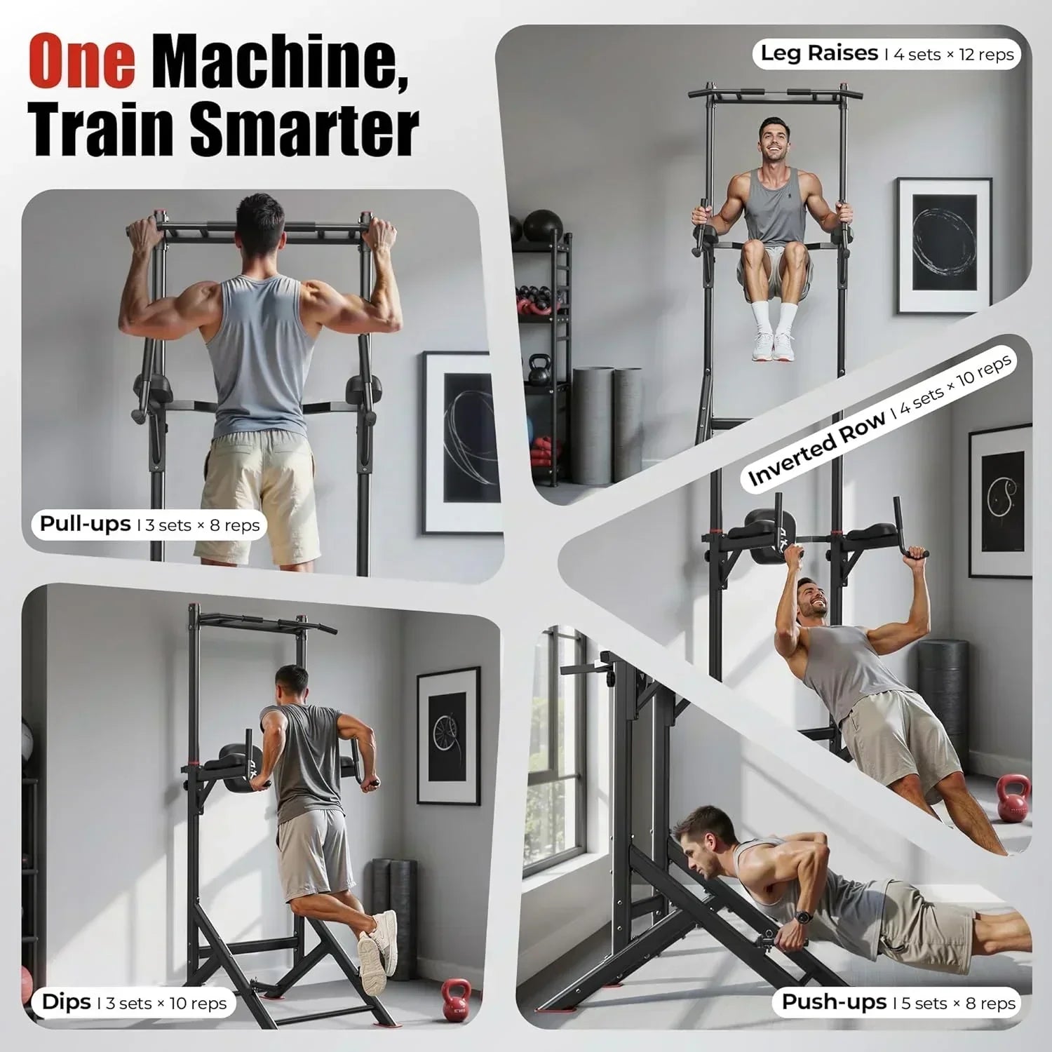 Sportsroyals Power Tower Pull Up Bar Station 450 lbs stable suspended immersion tilt station