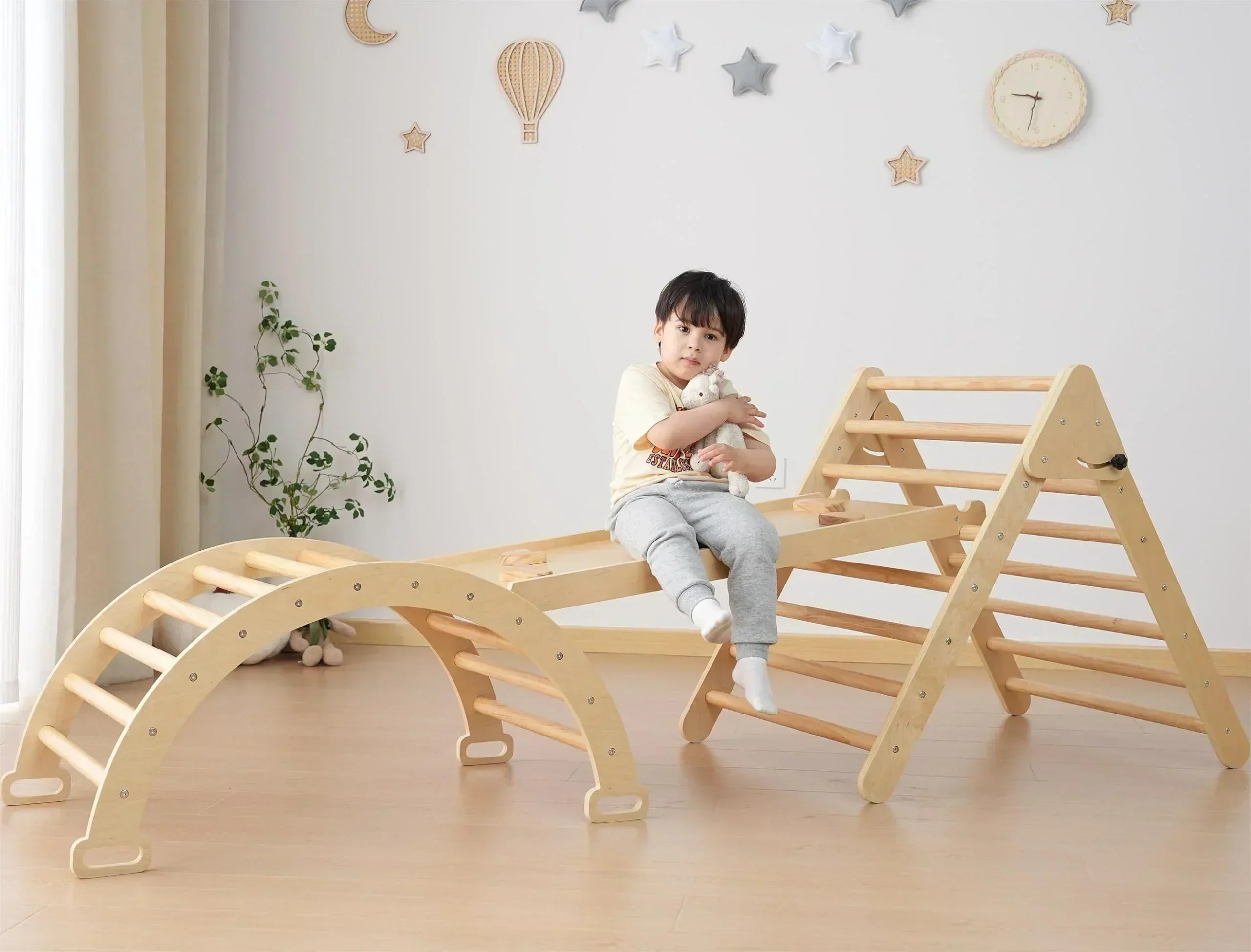 Foldable Wooden Toddler Baby Climbing Toy Gym Indoor Playground Jungle Gym for Baby Toddler
