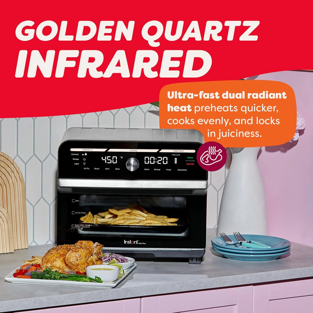 Instant Pot Omni Plus 19QT/18L Toaster Oven Air Fryer, 10-in-1 Functions, Fits 12 Pizza, Crisp, Broil, Bake, Roast, Toast, Warm, Convection, 100+ In-App Recipes, from the Makers of Instant Pot, Black