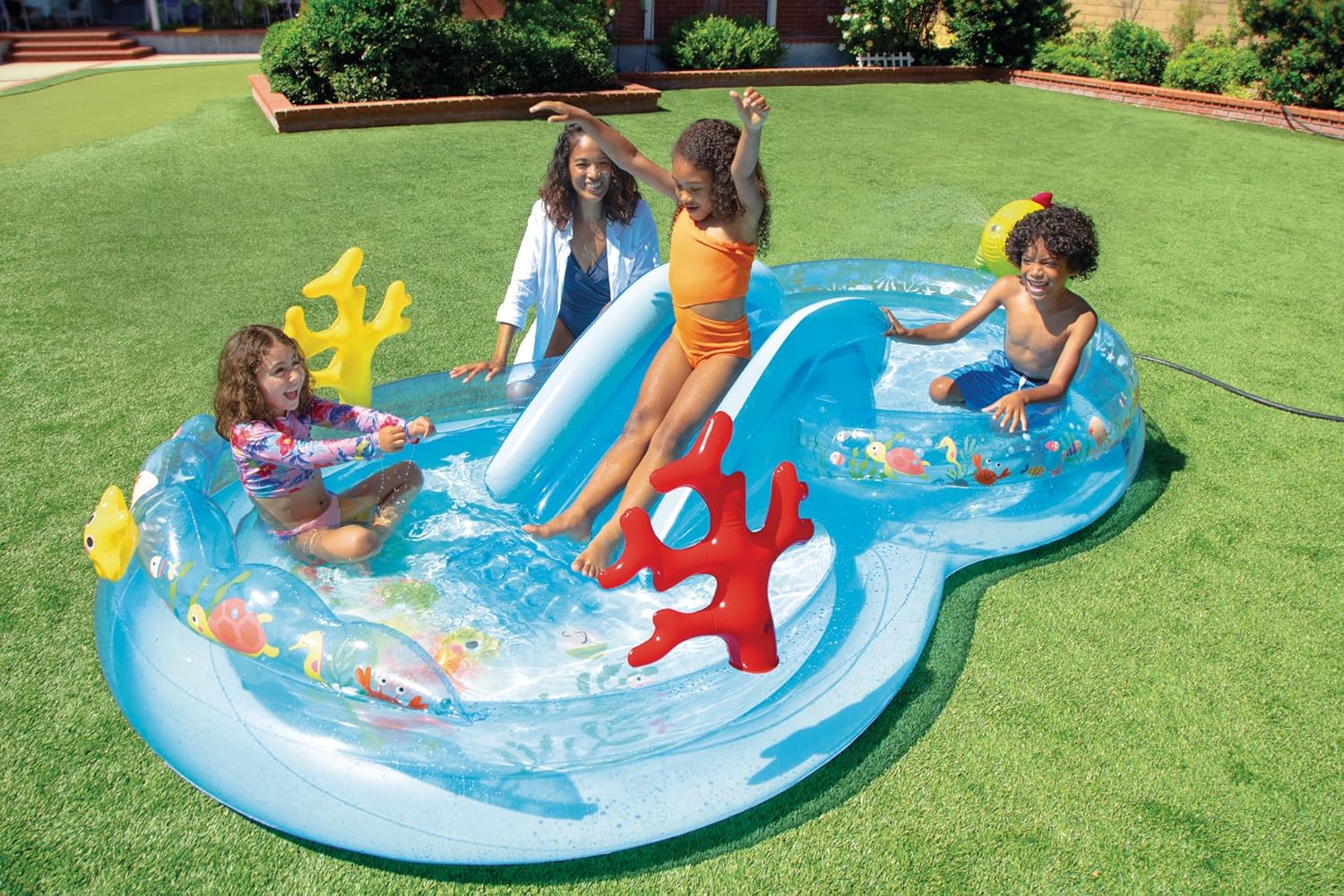 Intex 96 x 78 x 28 Inflatable Jungle Adventure Play Center Spray Kiddie Pool Water Slide