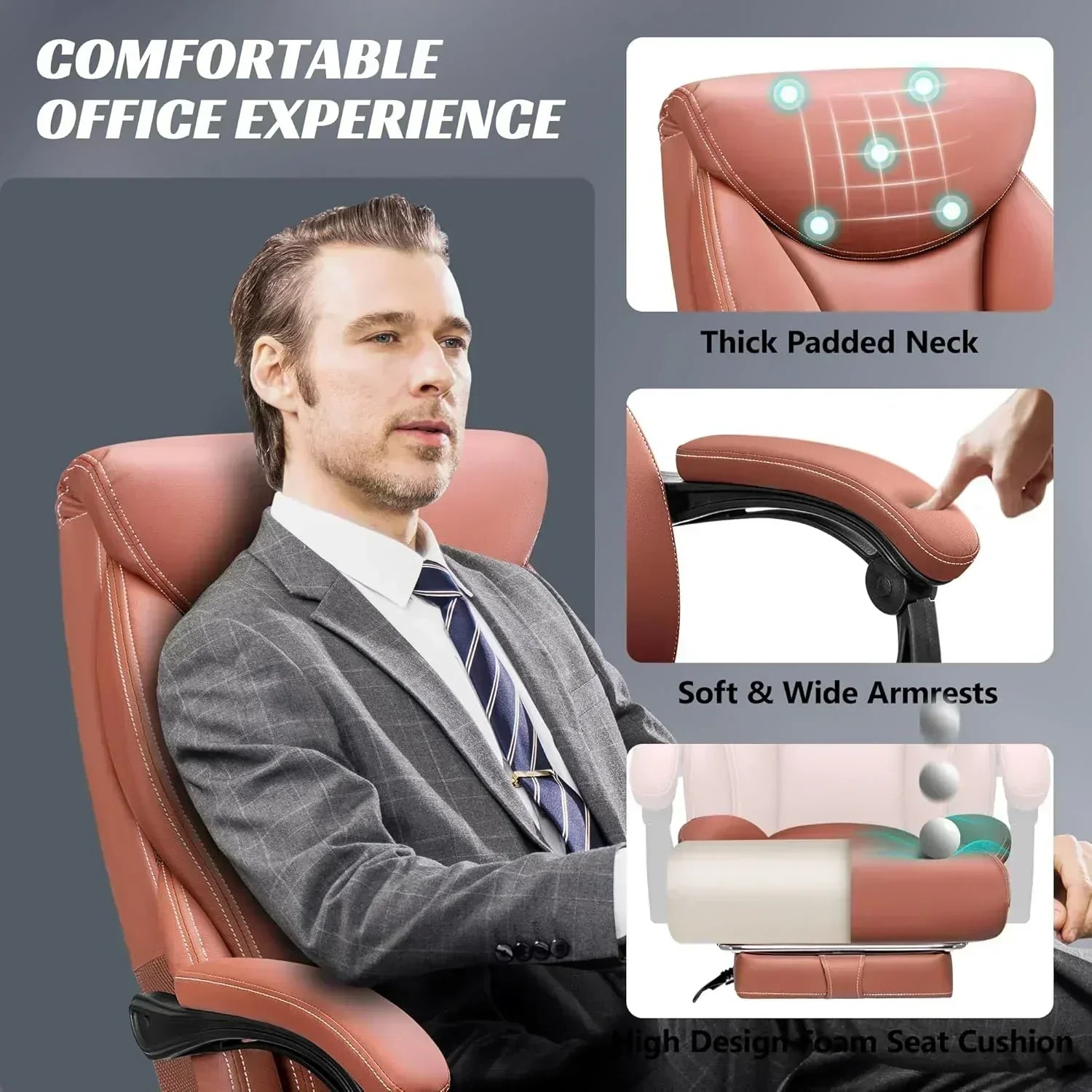 Office Chair Large High-Foot Computer Desk Chair Chair Lumbar Support Rotating Computer Chair