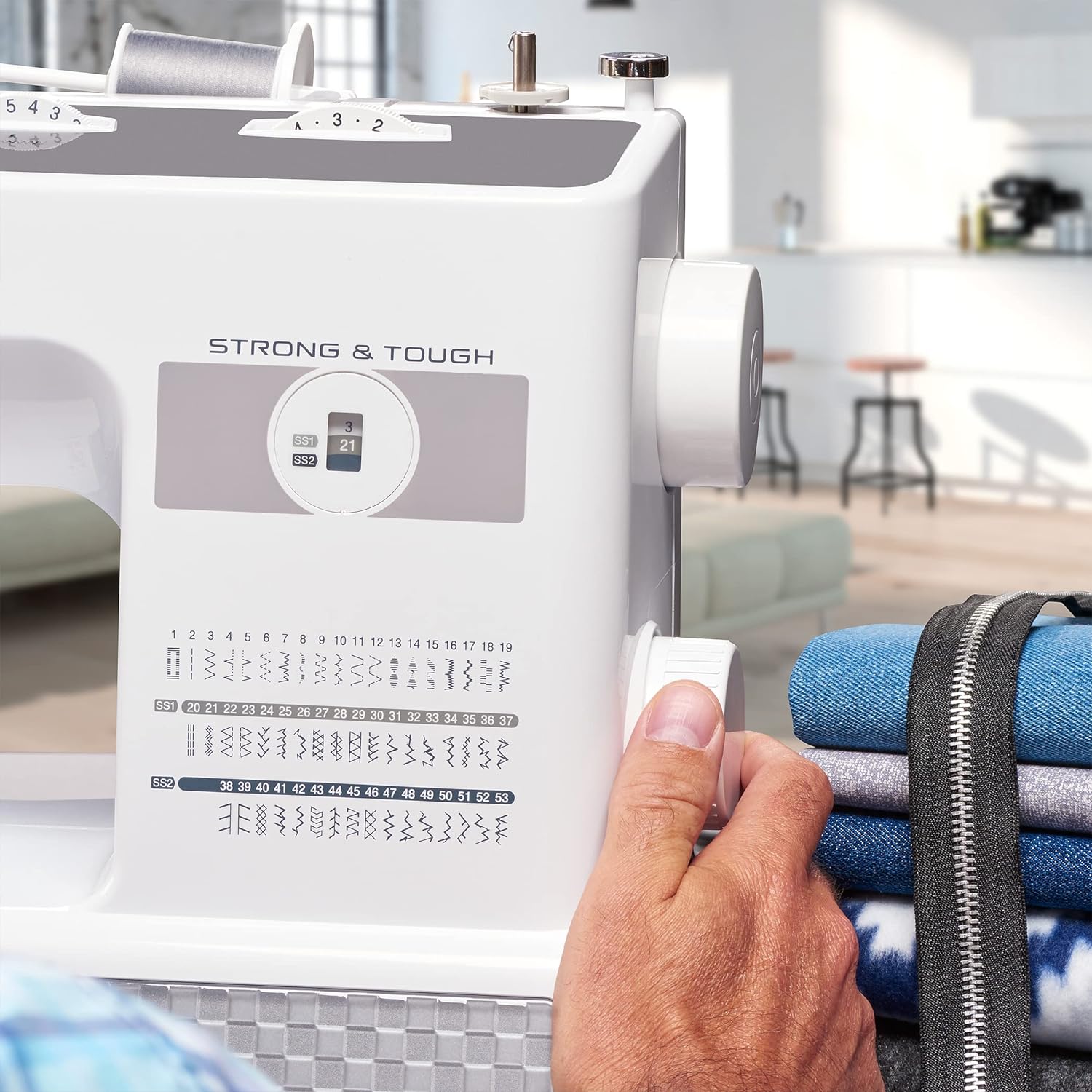Sewing Machine, Strong Tough 37 Built-in Stitches Free Arm Option 6 Included Feet