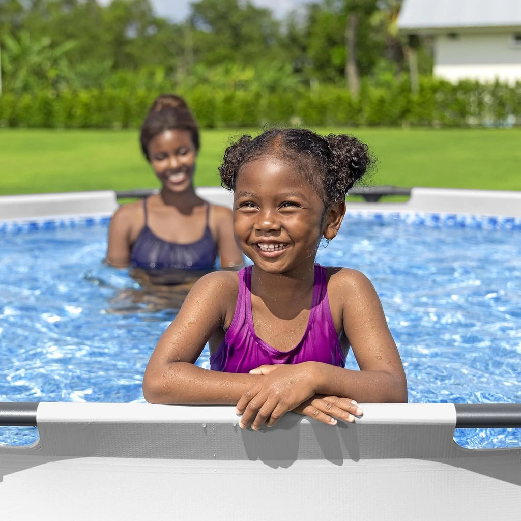 Steel Pro MAX 10 Foot x 30 Inch Round Metal Frame Above Ground Outdoor Backyard Swimming Pool Set with 330 GPH Filter Pump