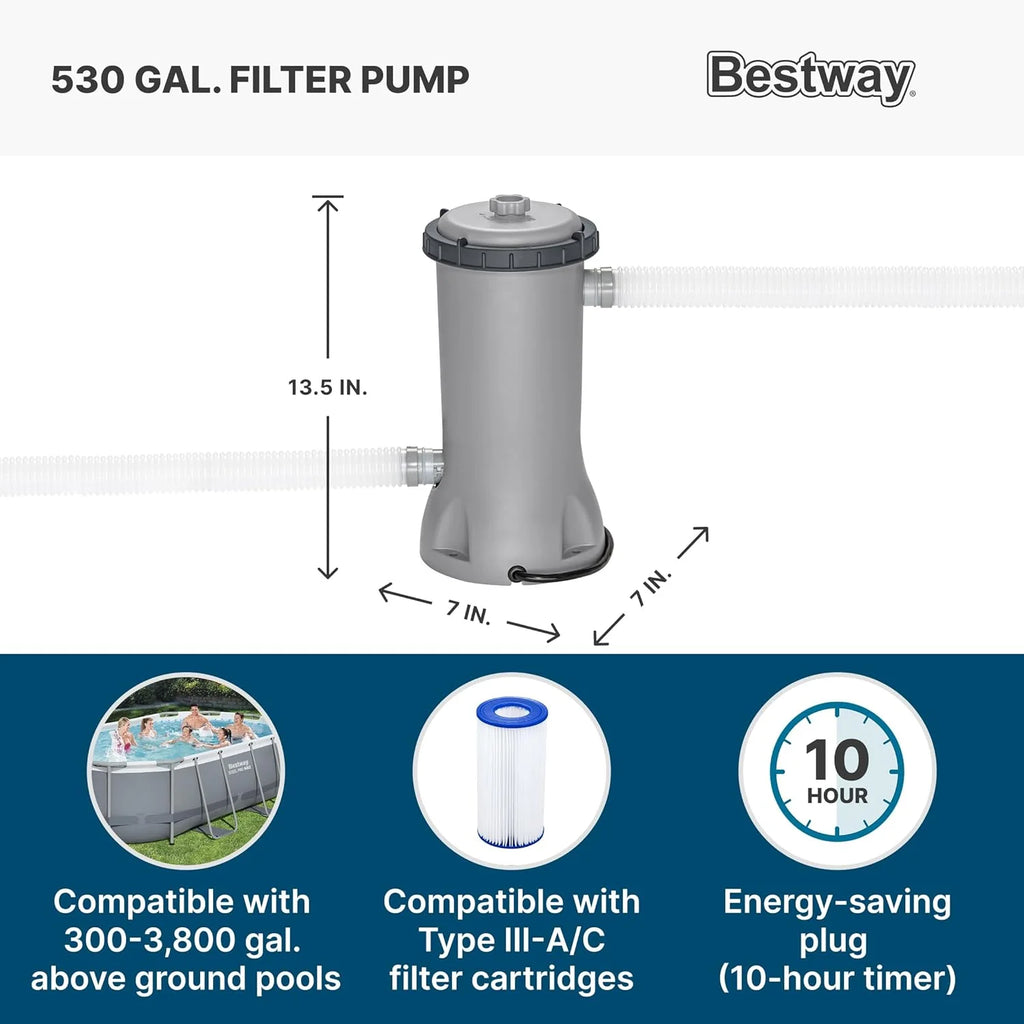 Power Steel 14' x 8'2 x 39.5 Oval Above Ground Pool Set | Includes 530gal Filter Pump, Ladder, ChemConnect Dispener