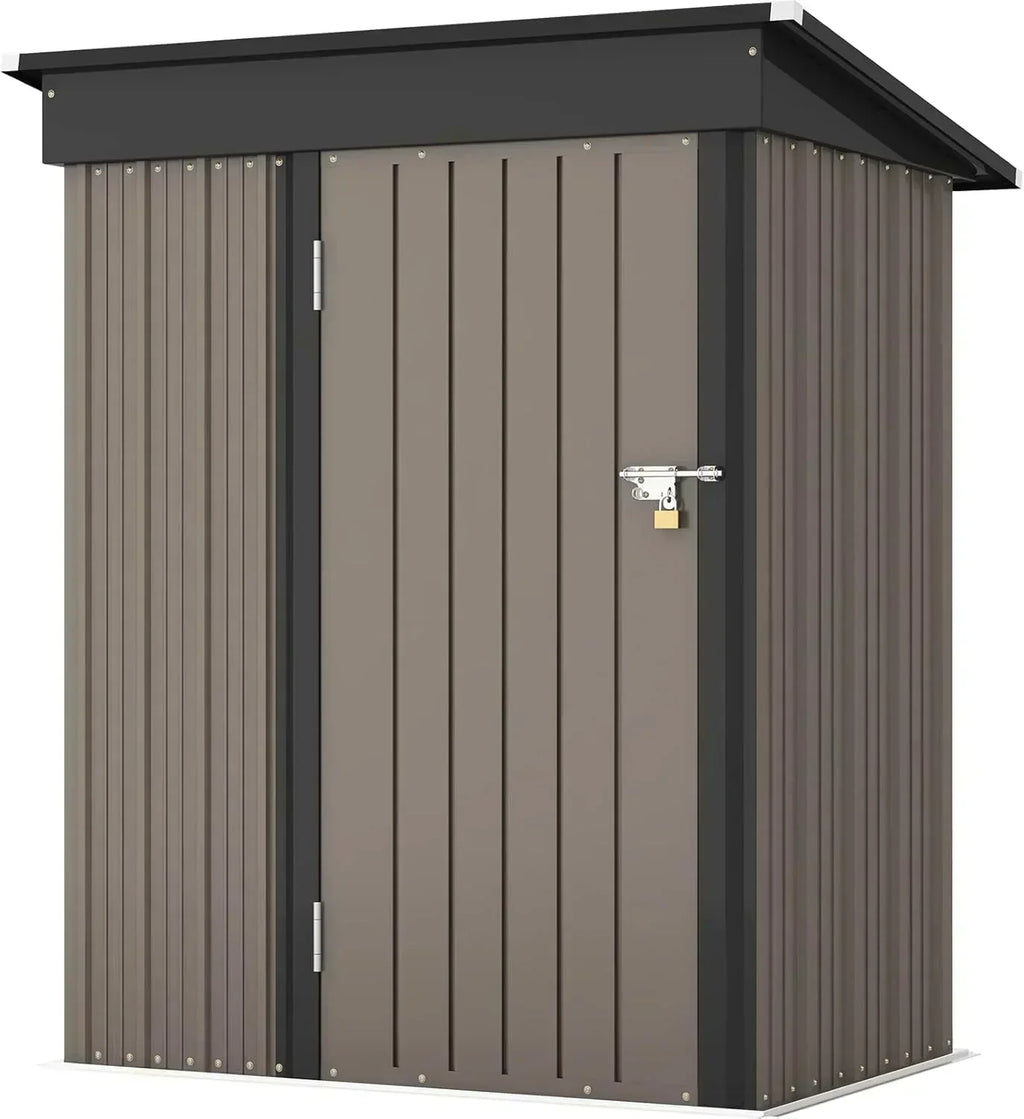 Patiowell 5x3 FT Outdoor Storage Shed Tool Shed with Sloping Roof and Lockable Door Metal Shed