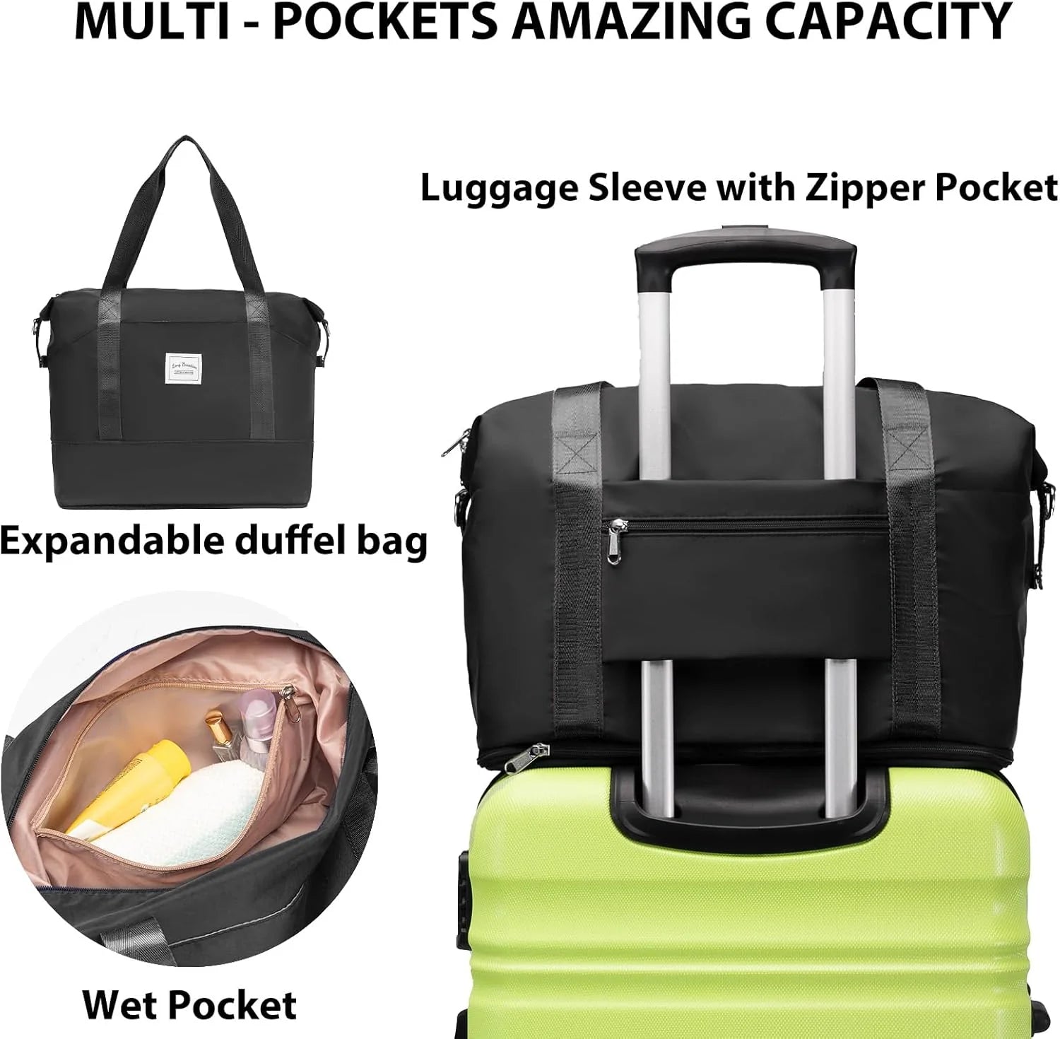 LONG VACATION 6 Piece Luggage Set Carry on Suitcase with ABS+PC hardshell, Spinner Wheels & YKK Zipper TSA Lock