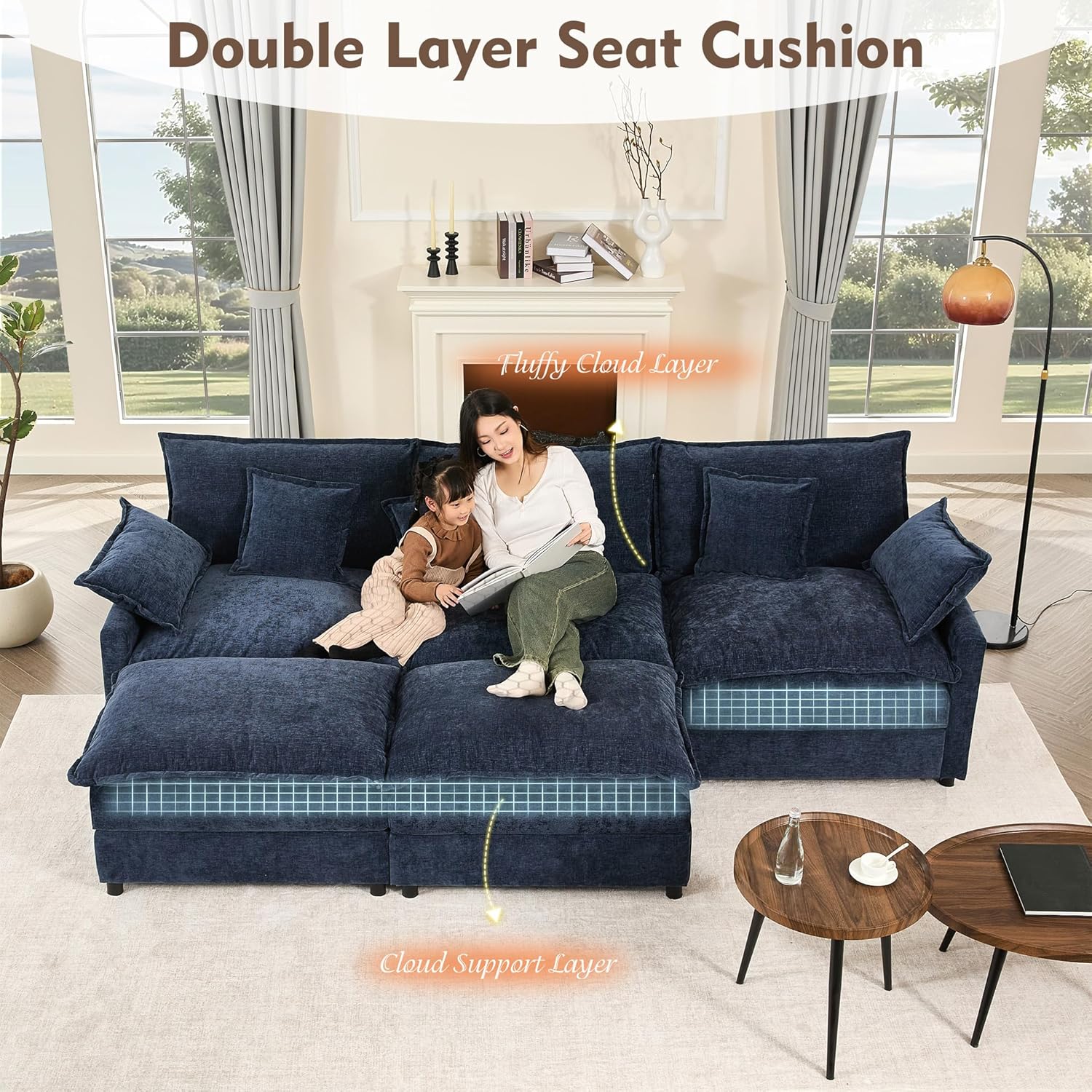 108 U-shaped sofa modular sofa Comfortable cloud sofa