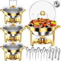 Round Chafing Dishes for Buffet 4 Pack 5 Qt High Grade Chafing Dish Buffet Set