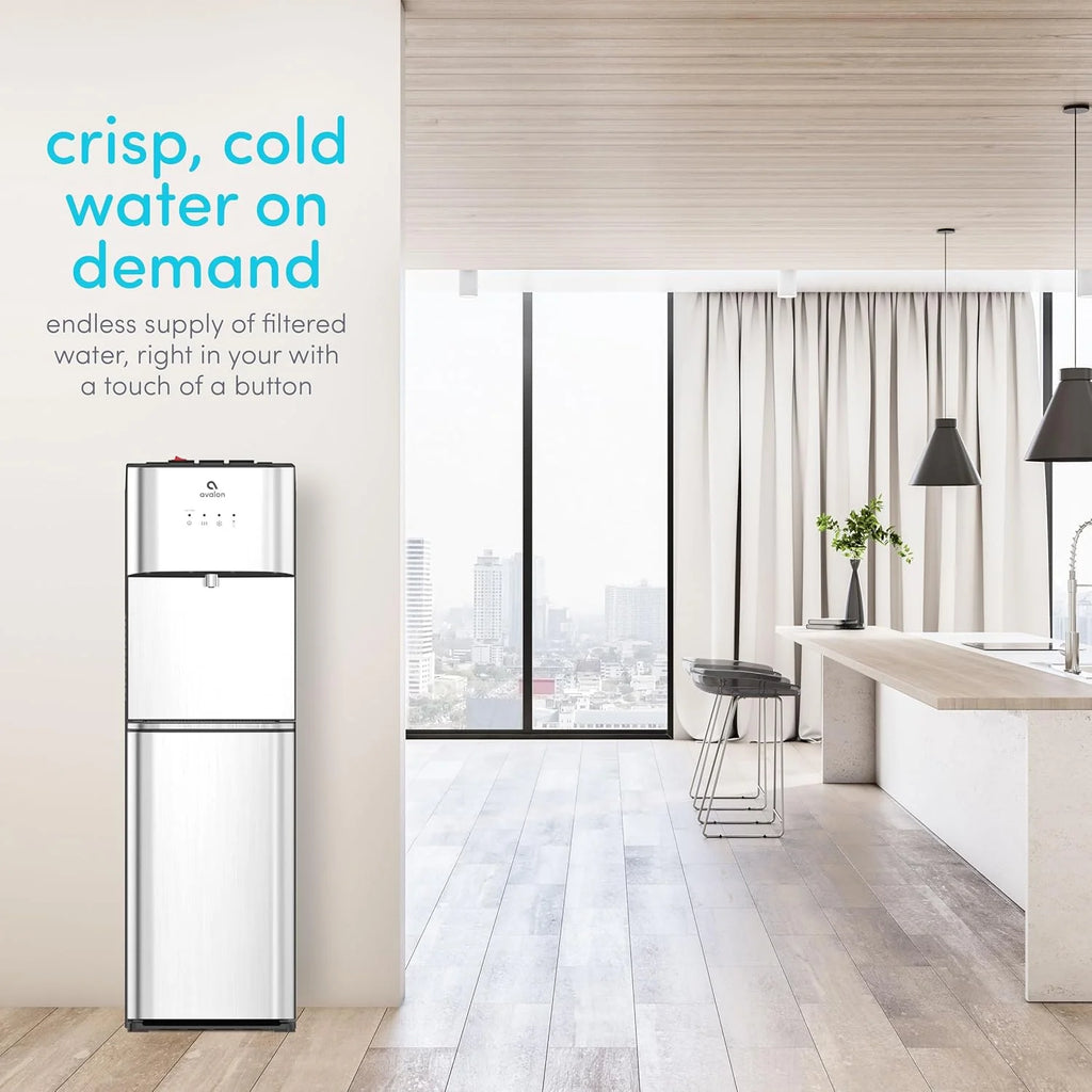 Avalon Bottom Loading Water Cooler Water Dispenser with BioGuard- 3 Temperature Settings - Hot, Cold & Room Water, Durable Stainless Steel Construction, Anti-Microbial Coating- UL Listed