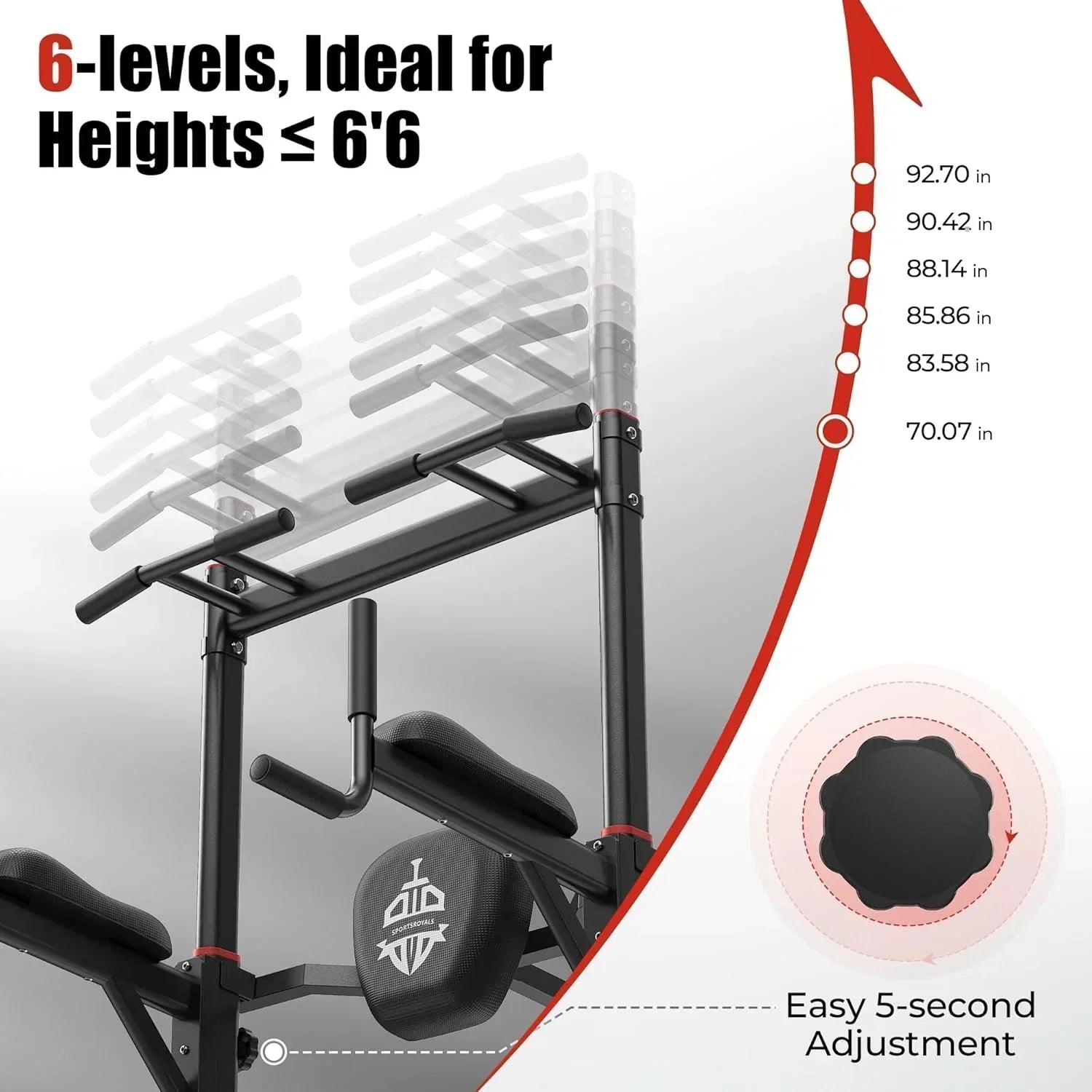 Sportsroyals Power Tower Pull Up Bar Station 450 lbs stable suspended immersion tilt station