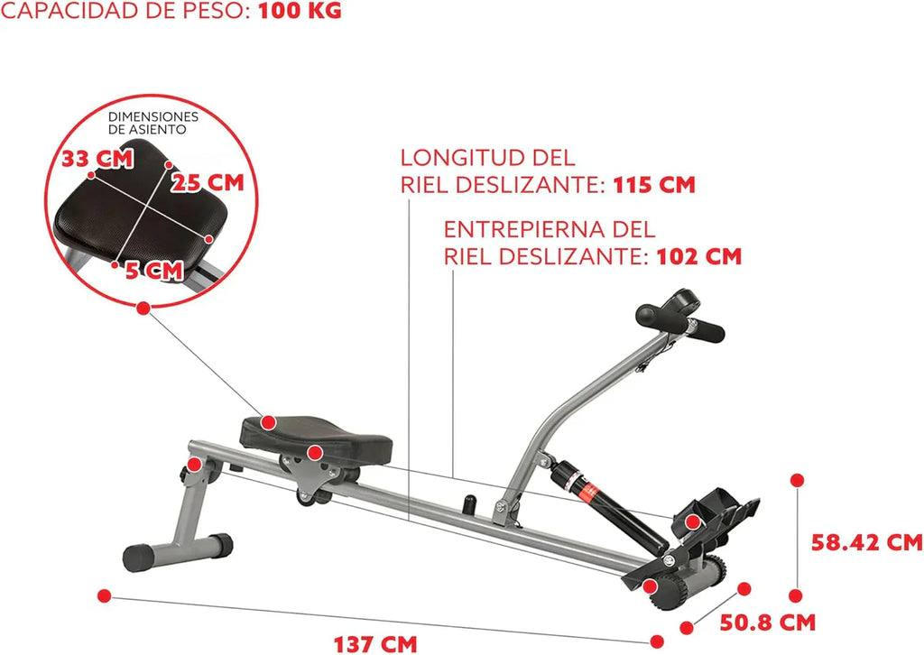 Sunny Health & Fitness Compact Adjustable Rowing Machine with 12 Levels of Resistance