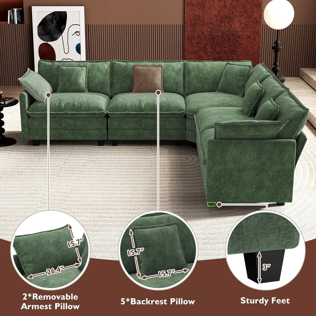 ihanherry 146-inch U-shaped modern sofa modular area cloud sofa