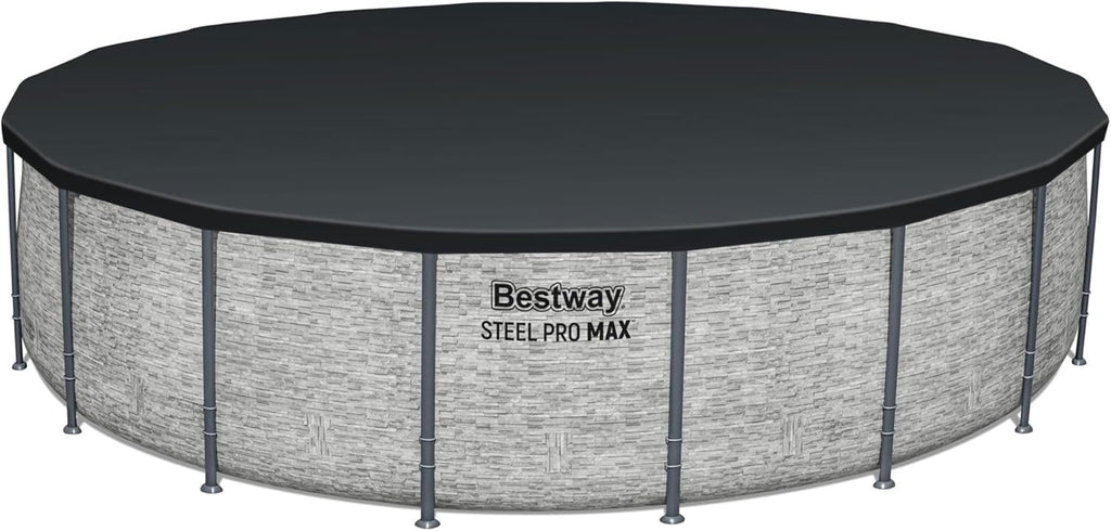 Steel Pro MAX 14 Foot x 48 Inch Round Metal Frame Above Ground Outdoor Swimming Pool Set