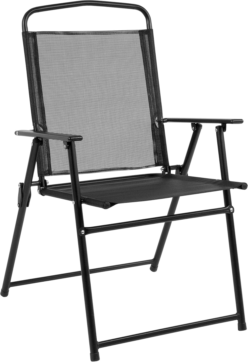 EMMA + OLIVER 6 Piece Brown Patio Garden Set with Umbrella Table Set of 4 Folding Chairs