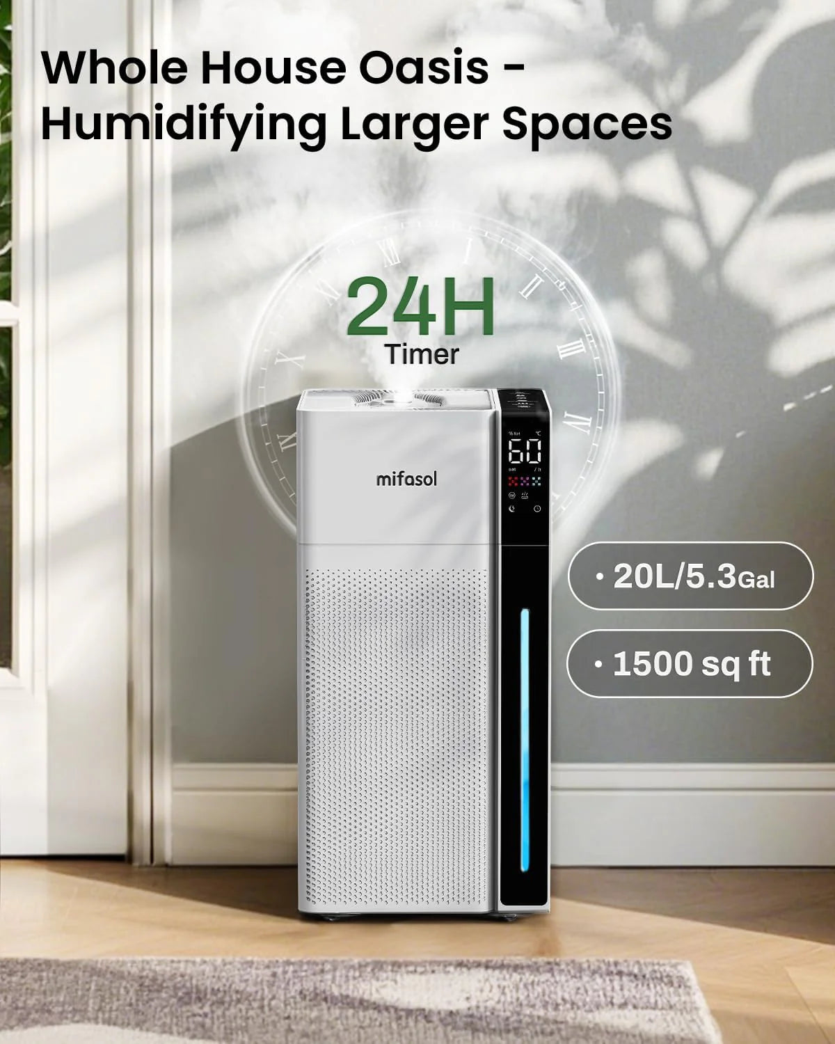 Mifasol Humidifier Large Room, 5.3 Gallon/20 Liter Home Warm and Cool Mist Humidifier