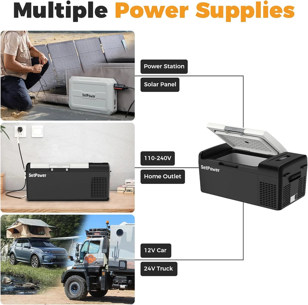 12V Refrigerator 21 Quart Portable Freezer 50 Hours Keep Cool,Electric Cooler for Vehicles Car Refrigerator 12V Portable Fridge for Car Camping Truck Van RV SUV Road Trip Travel RF20