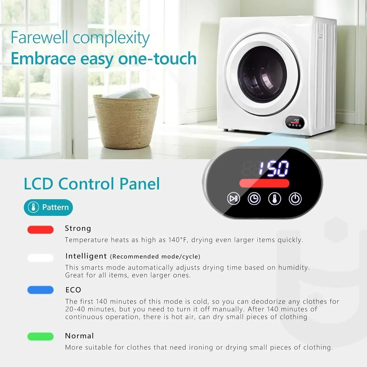 Compact Laundry Dryer 3.5 cu ft Front Load Stainless Steel Clothes Dryers With Exhaust Pipe
