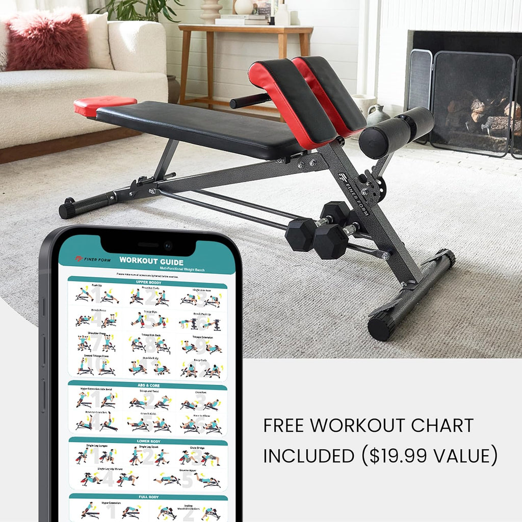 FF Finer Form Multi-Functional Weight Bench for Full All-in-One Body Workout Adjustable Workout Bench Press