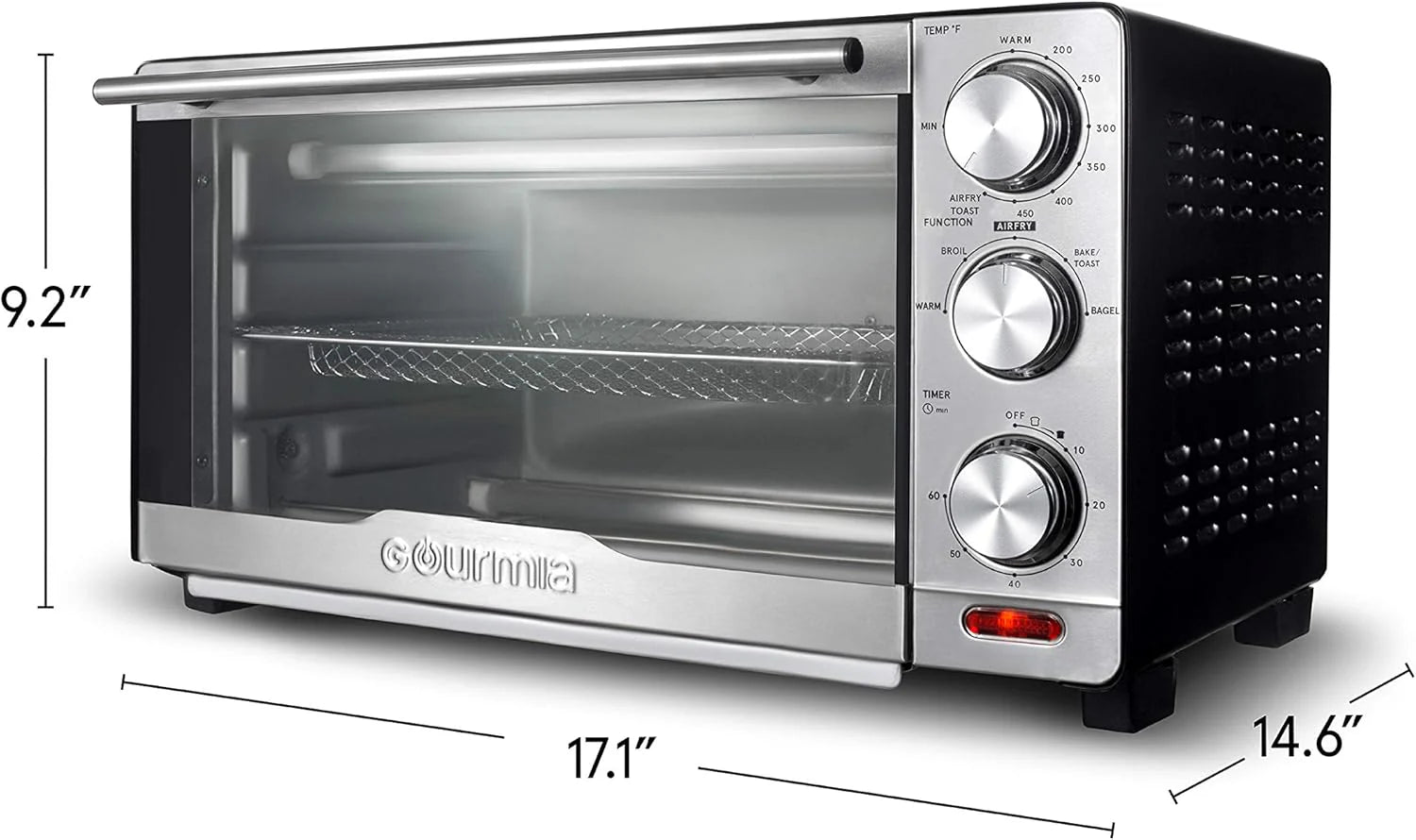 Gourmia Oven Air Fryer Combo with 17 Cooking Presets, 24L Capacity, Convection Rack, Baking Tray, Recipe Book GTF7460