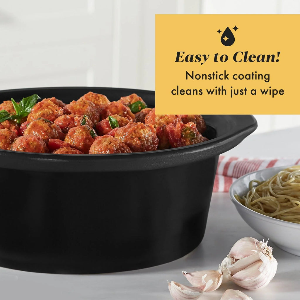 Large 8-Quart Programmable Slow Cooker with Auto Warm Setting Black Stainless Steel