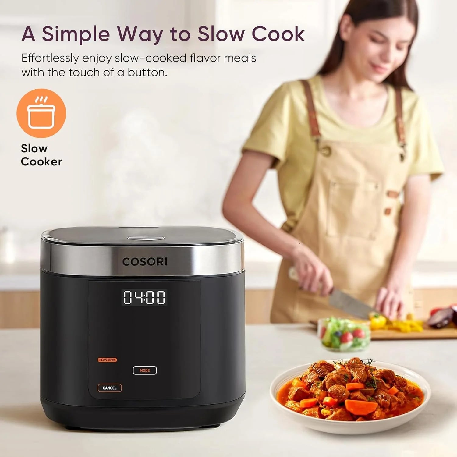 COSORI 10-Cup Rice Cooker with 24-Hour Heat Keeping and Non-Stick Ceramic Inner Pot, Steamer, Stir-fryer, and Slow Cooker