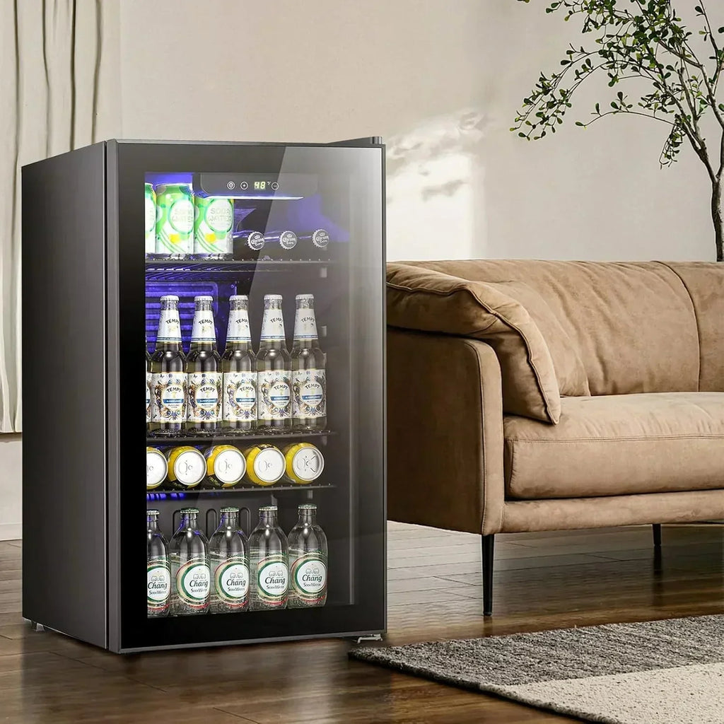 Antarctic Star Beverage Refrigerator Cooler 68 Can Mini Fridge with Glass Door for Beer Drinks Wine