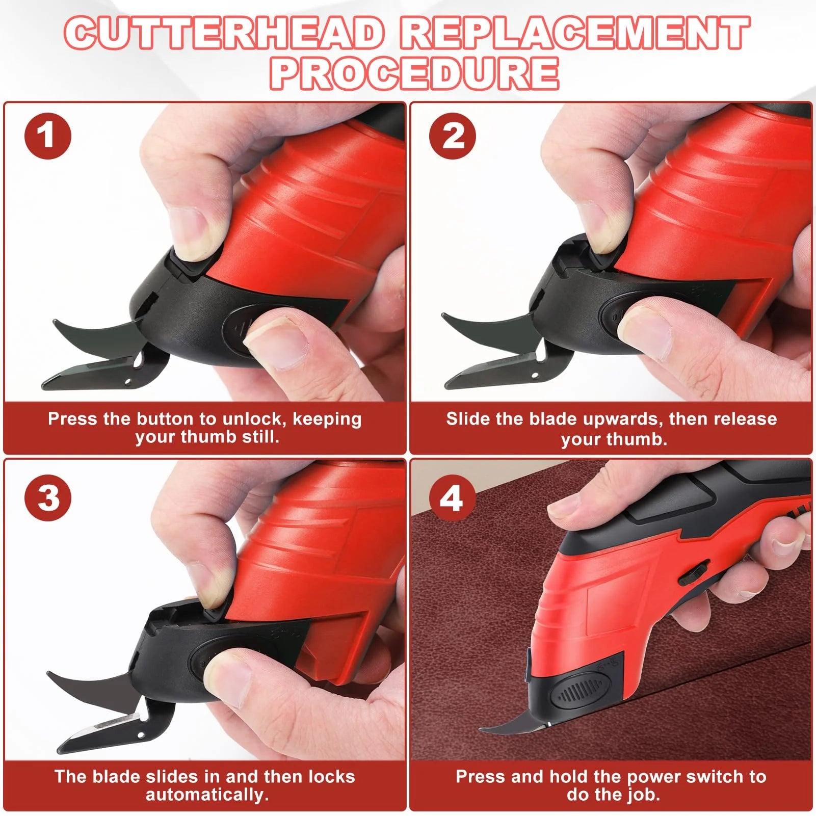 Cordless Electric Scissors 4 2V Rechargeable with 3 Blades Safety Lock for Fabric Cardboard Carpet