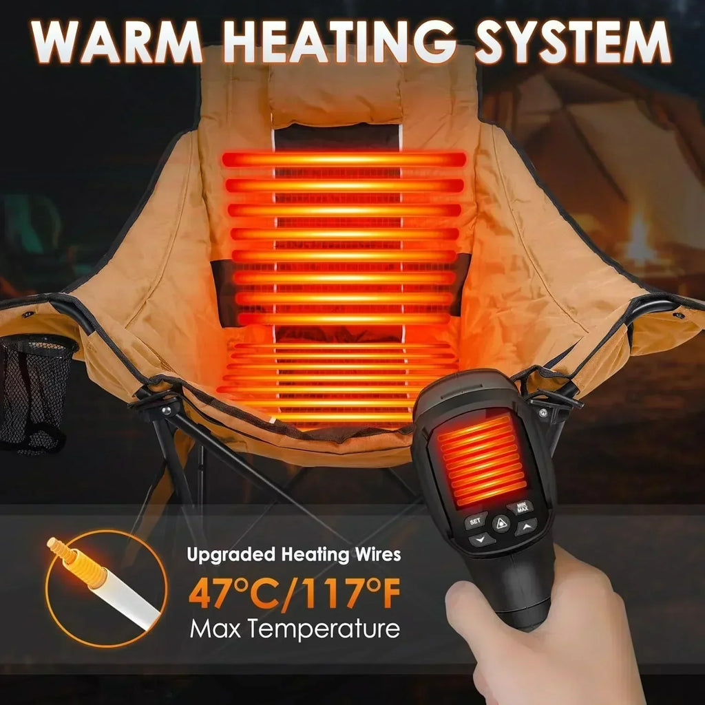 Heated Camping Chair Extra Large Heated Chair Outdoor Sports Chair with 3 Heat Levels on Back