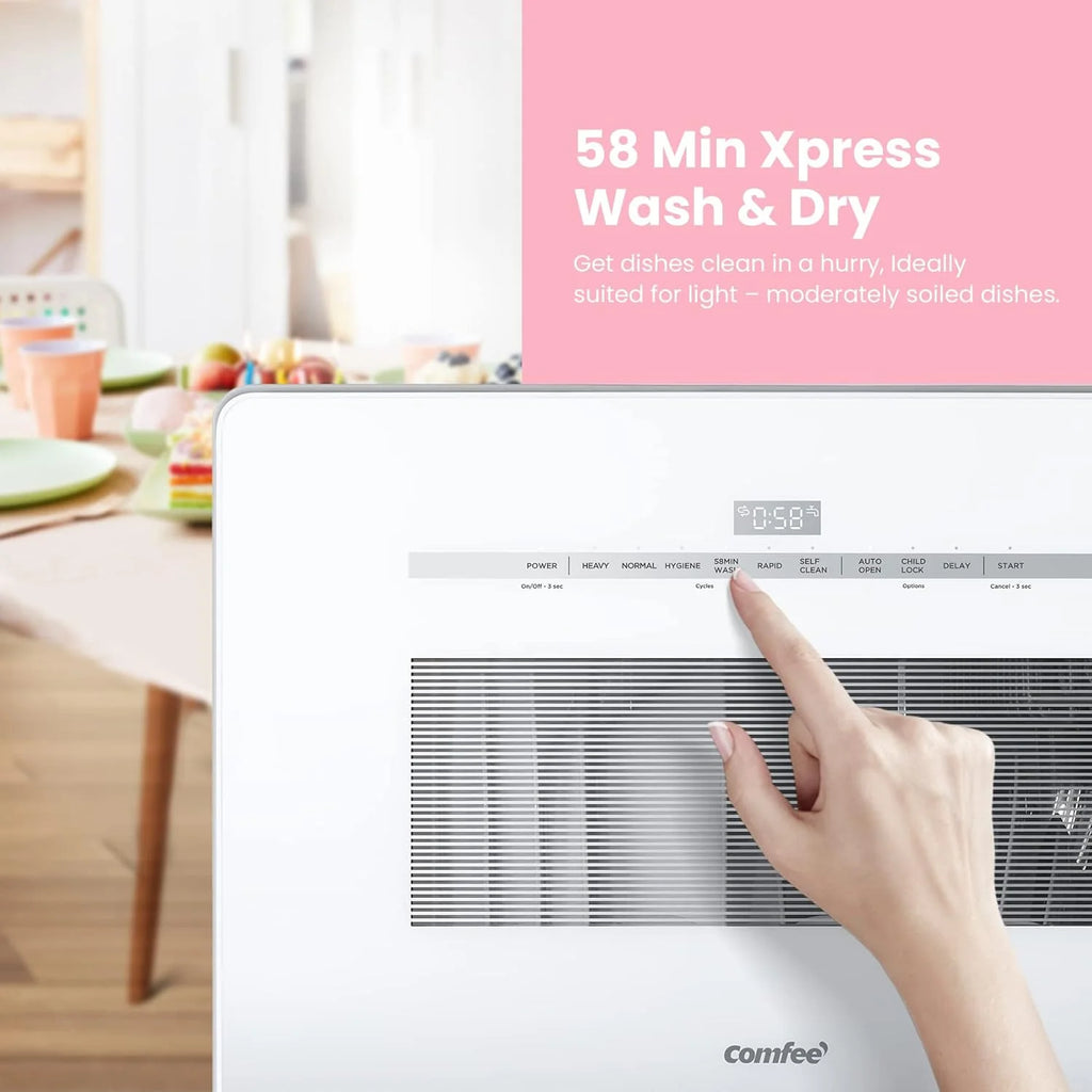 COMFEE' Portable Mini Dishwasher Countertop with 5L Built-in Water Tank for Apartments& RVs